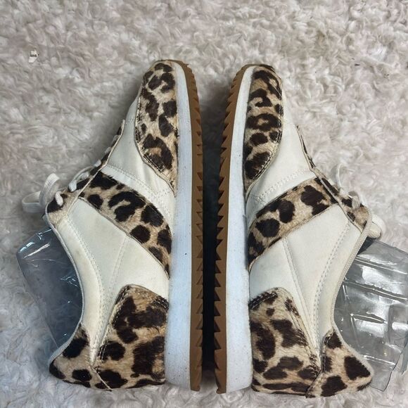 J.Crew Calf hair Animal Print lace up low top Sneakers Size 8 M - Picture 6 of 9
